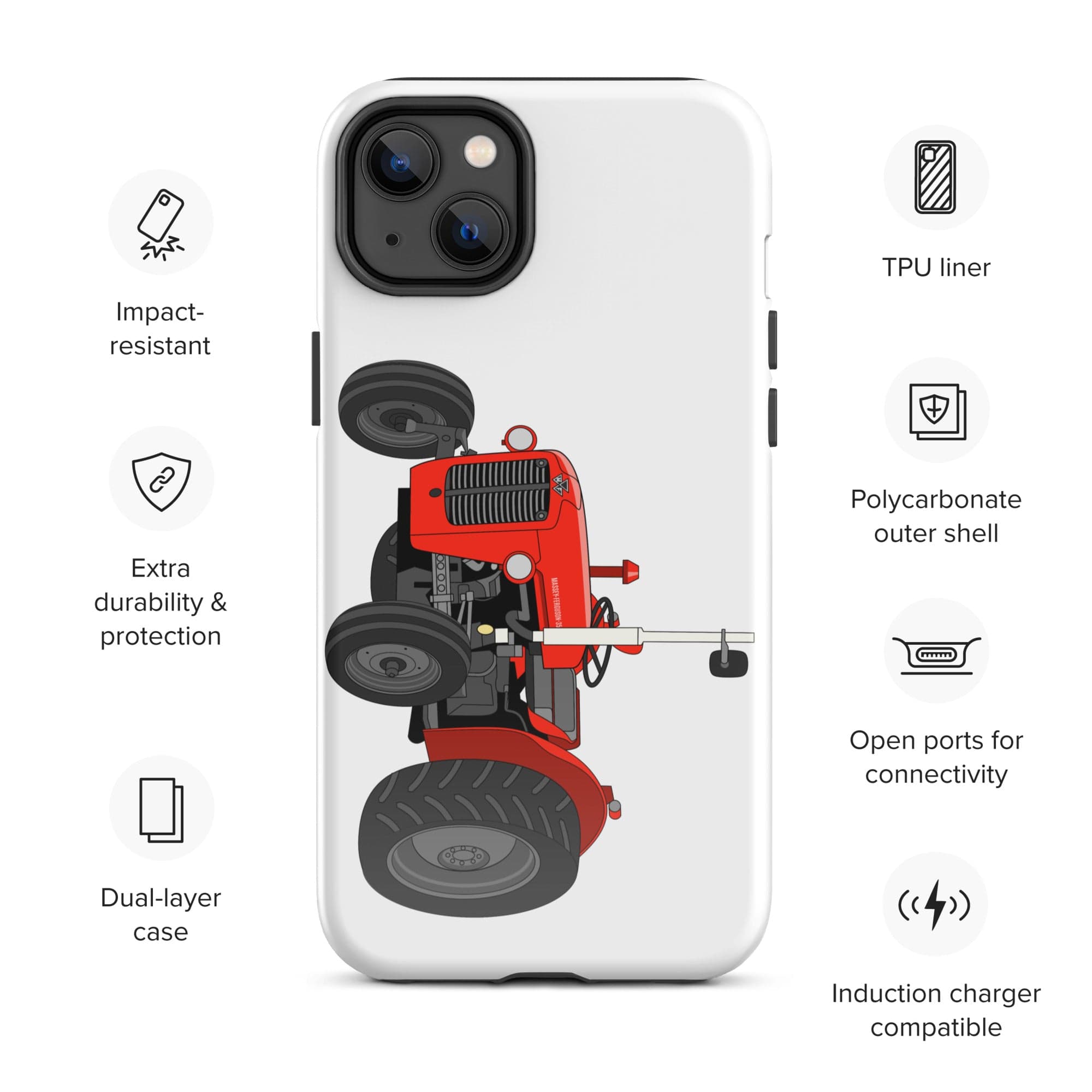 The Tractors Mugs Store iPhone 14 Plus Massey Ferguson 35X Tough Case for iPhone® Quality Farmers Merch