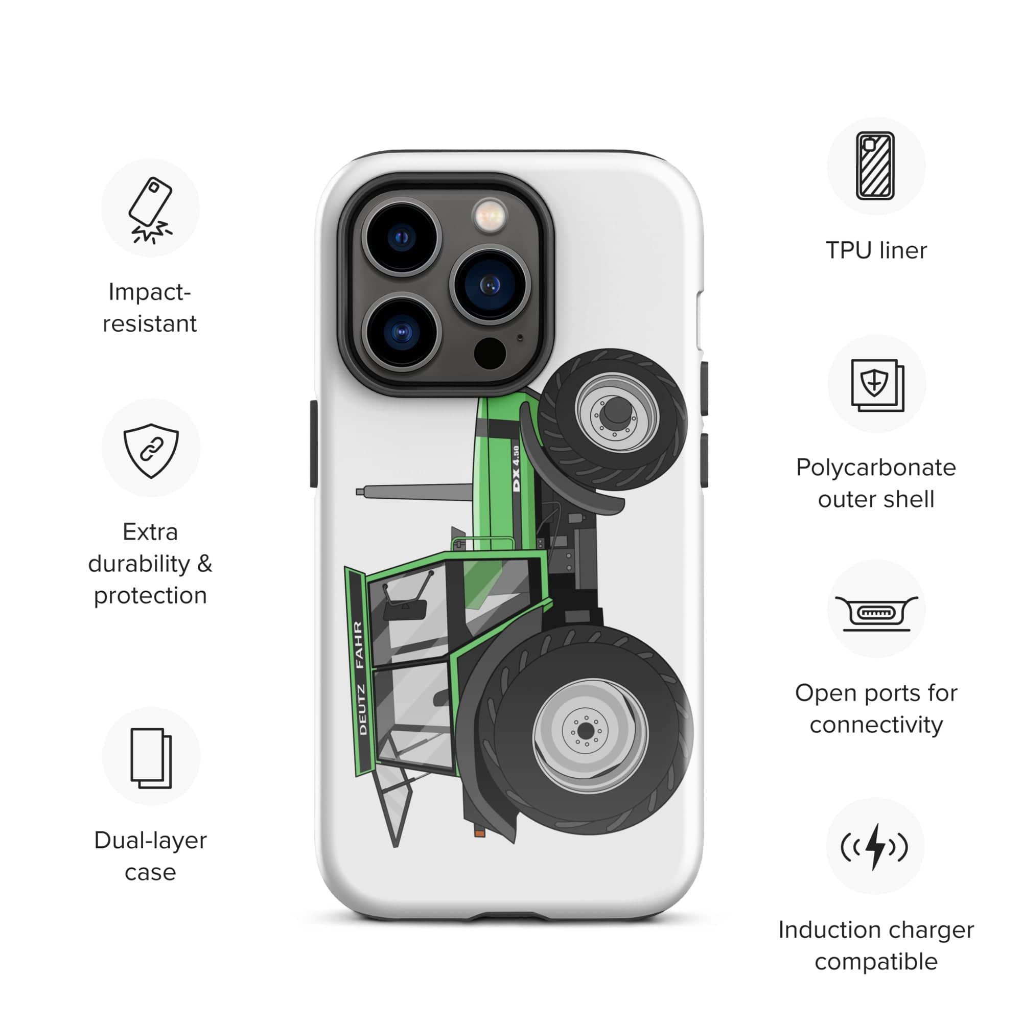 The Tractors Mugs Store iPhone 14 Pro Deutz Fahr DX 4.50 Tough Case for iPhone® Quality Farmers Merch