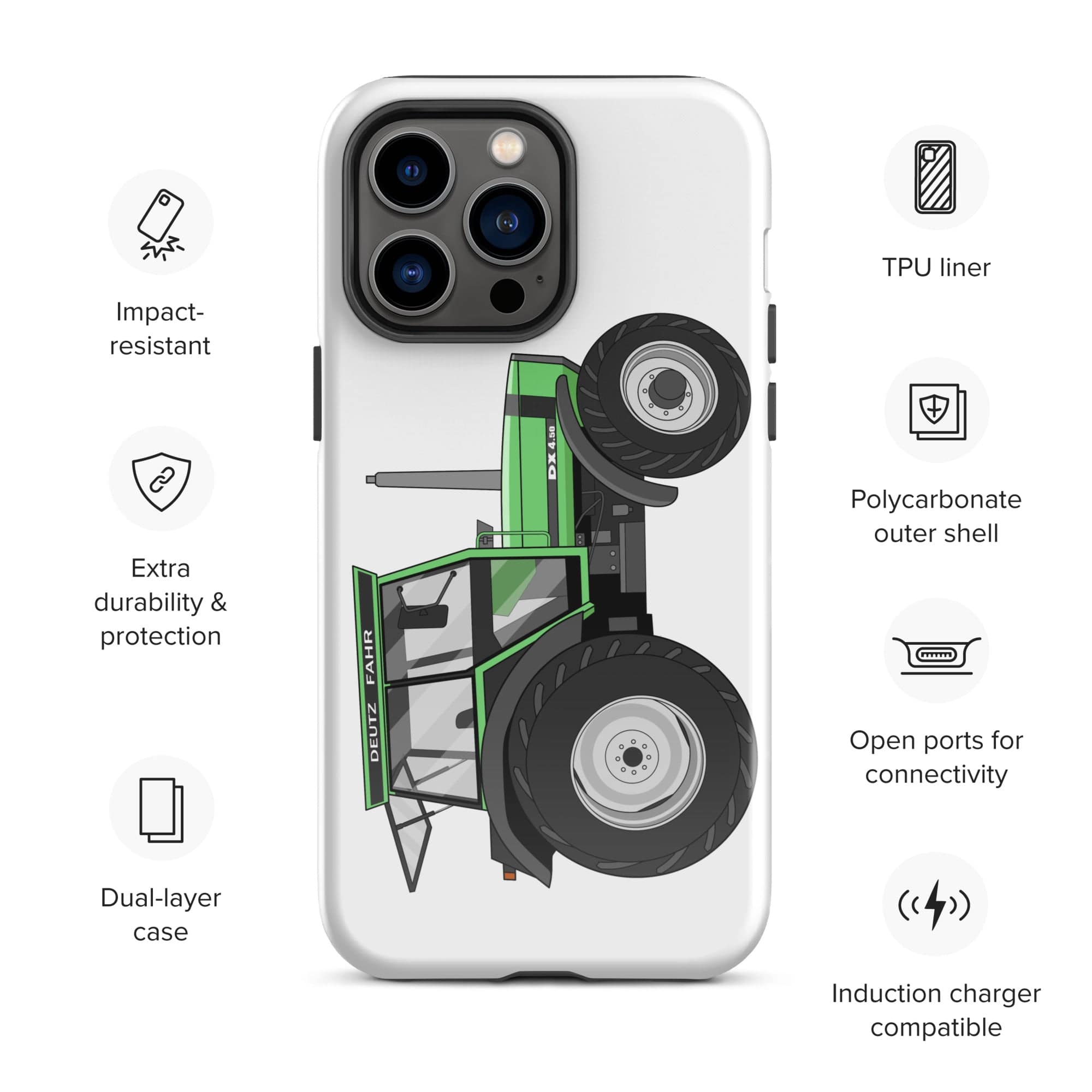 The Tractors Mugs Store iPhone 14 Pro Max Deutz Fahr DX 4.50 Tough Case for iPhone® Quality Farmers Merch