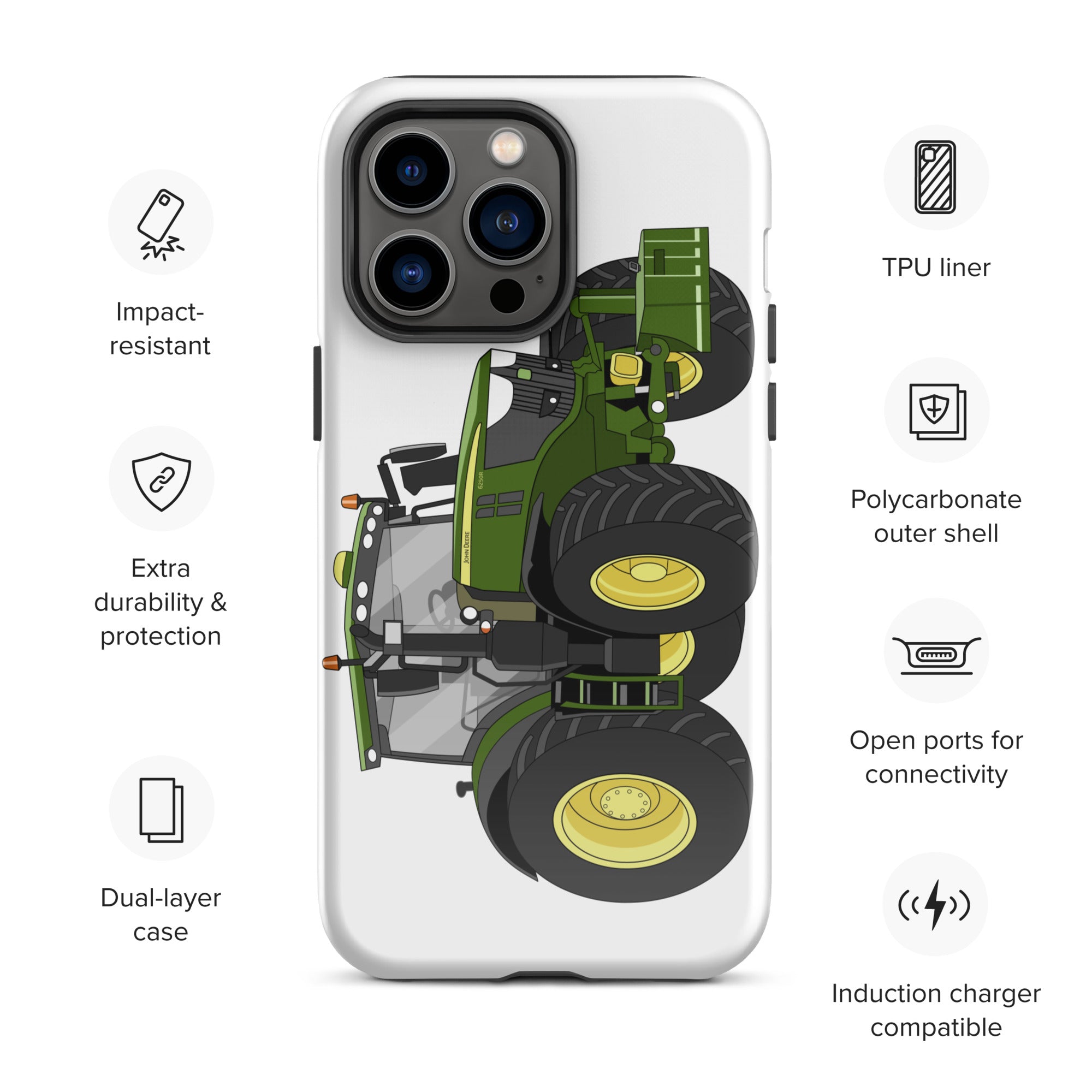 The Tractors Mugs Store iPhone 14 Pro Max John Deere 6250R Tough Case for iPhone® Quality Farmers Merch