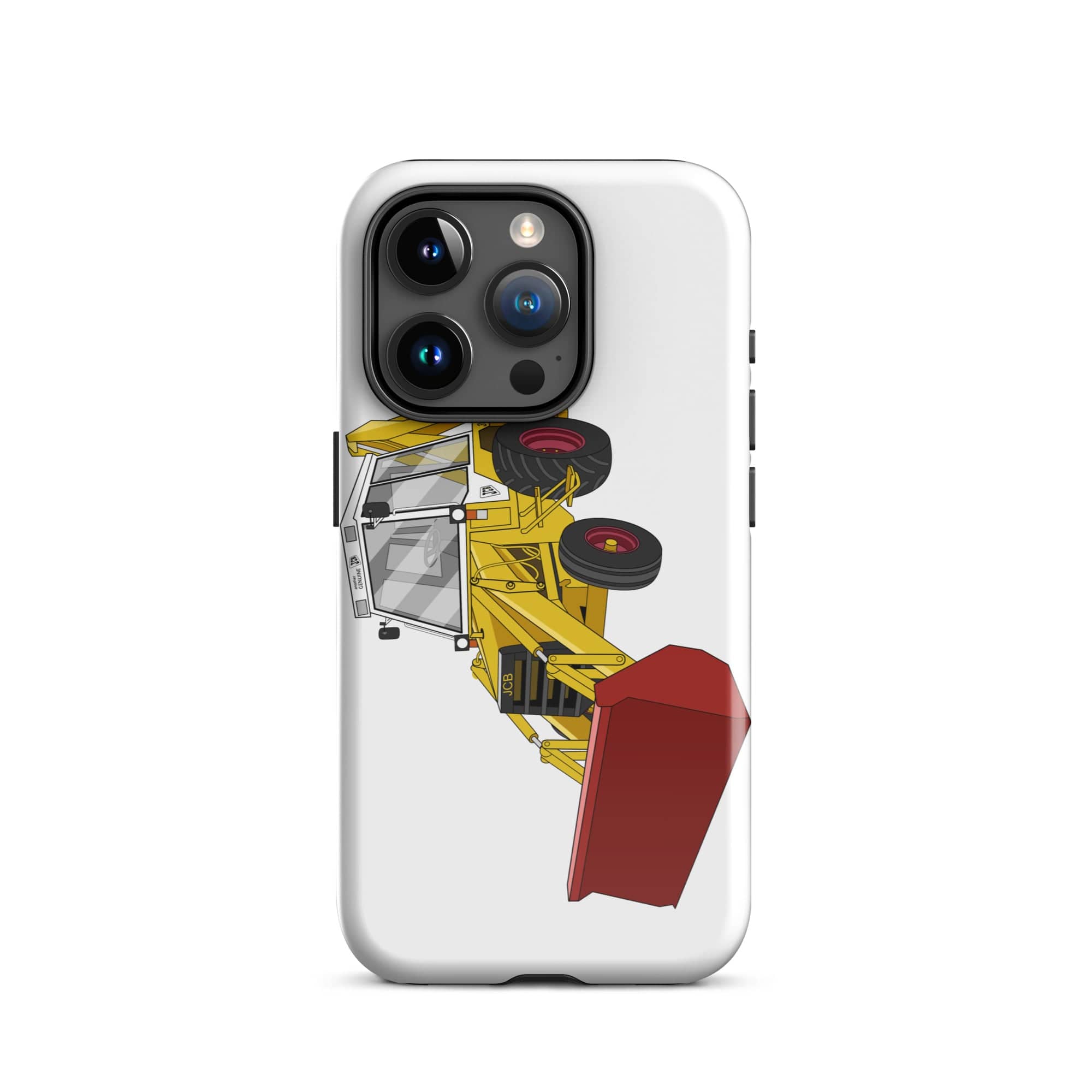 The Tractors Mugs Store iPhone 15 Pro JCB 3CX White Cabin 2WD Tough Case for iPhone® Quality Farmers Merch