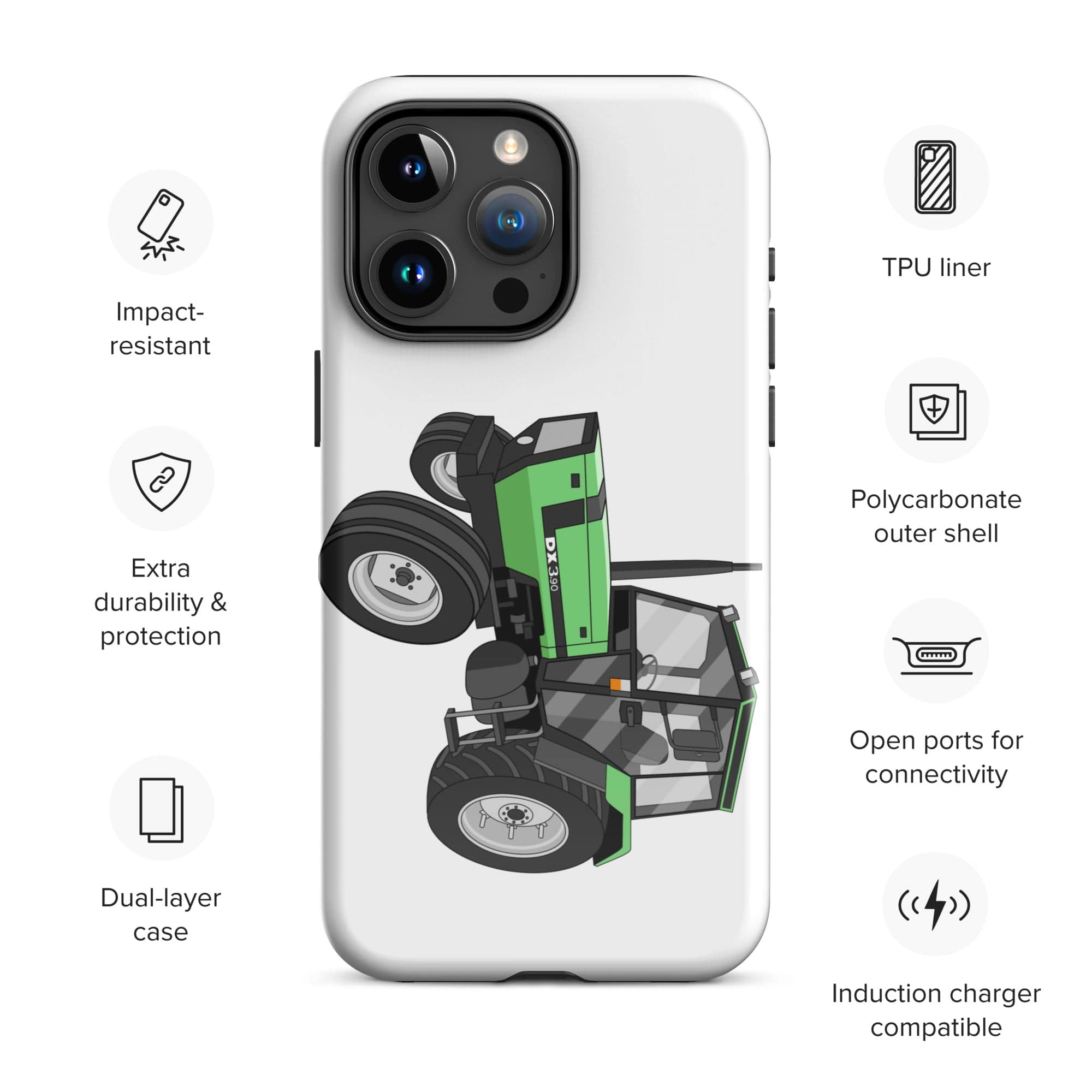 The Tractors Mugs Store iPhone 15 Pro Max Deutz Fahr DX 3.90 Tough Case for iPhone® Quality Farmers Merch