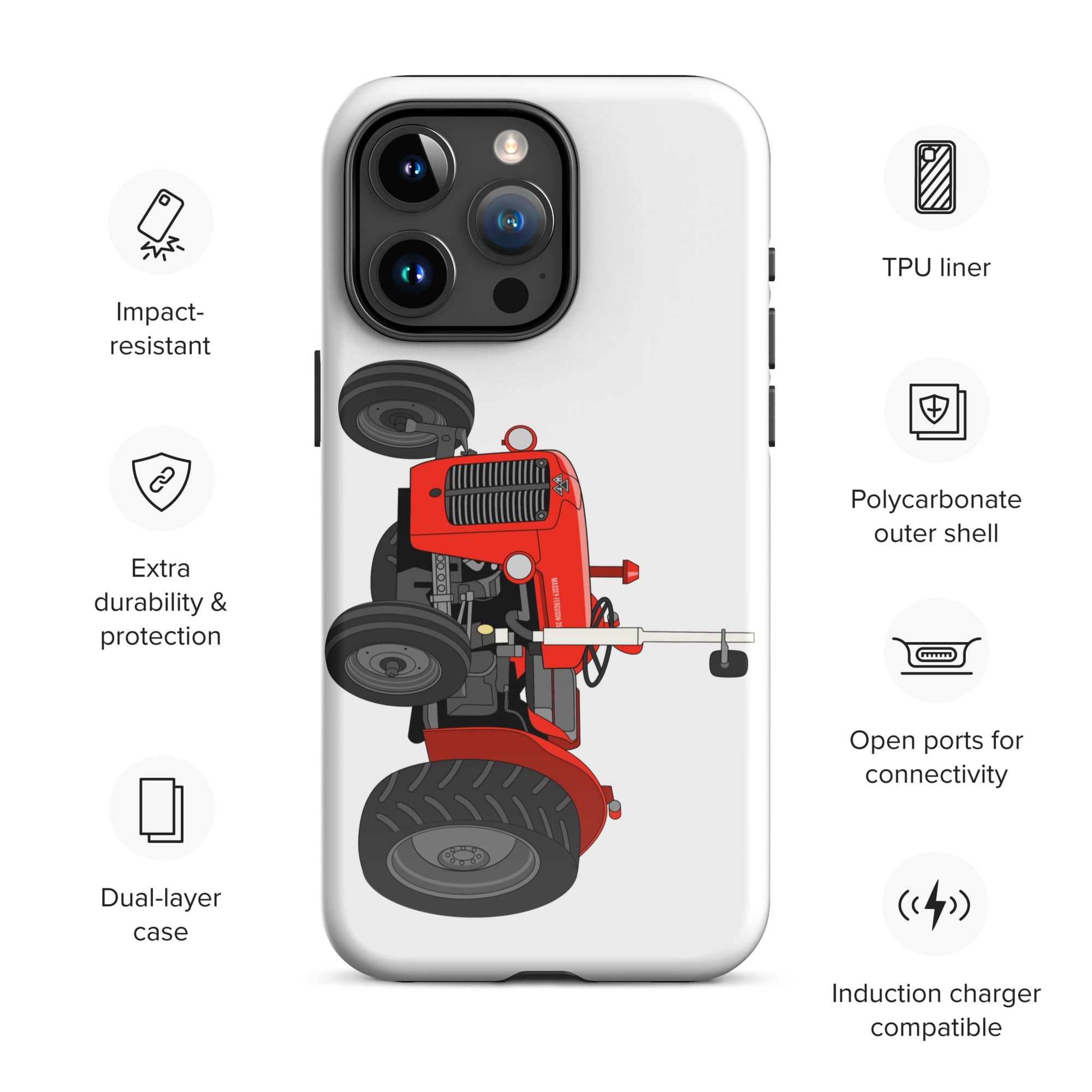 The Tractors Mugs Store iPhone 15 Pro Max Massey Ferguson 35X Tough Case for iPhone® Quality Farmers Merch