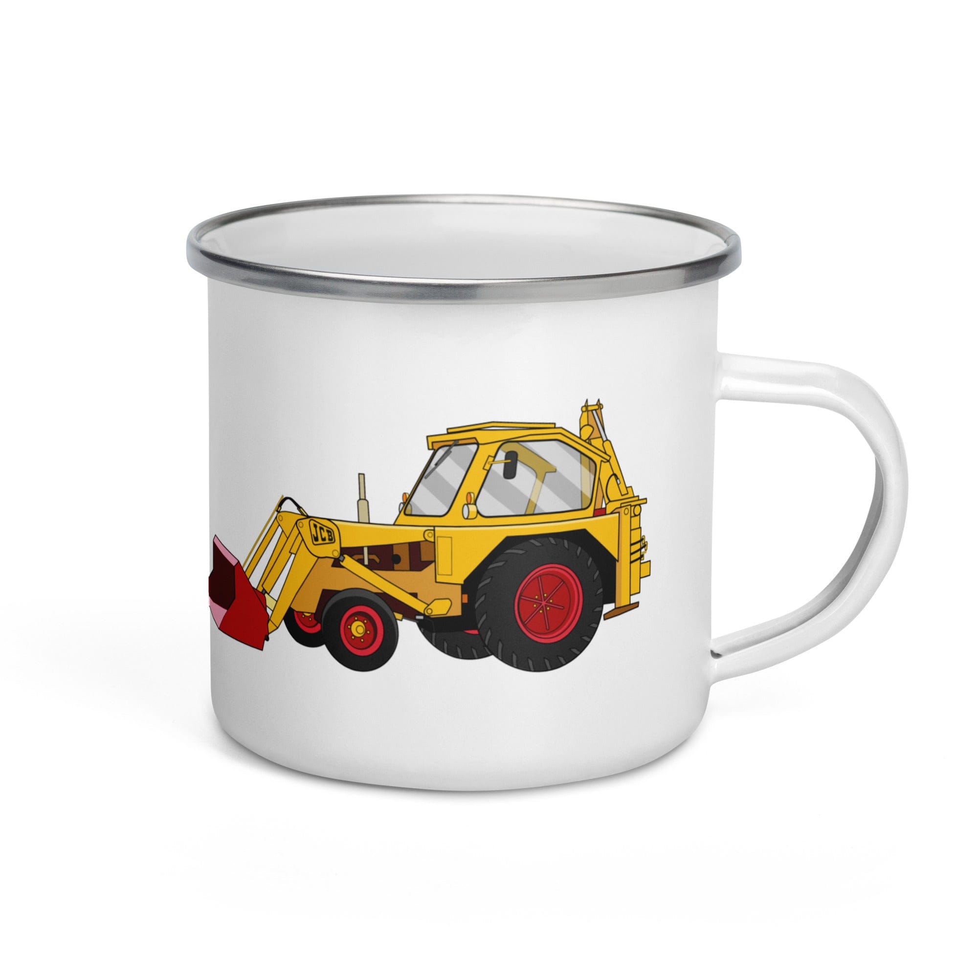 The Tractors Mugs Store JCB 3 Backhoe Enamel Mug Quality Farmers Merch