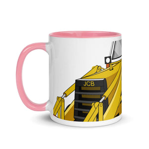 The Tractors Mugs Store JCB 3CX White Cabin 2WD 2.0 Mug with Color Inside Quality Farmers Merch