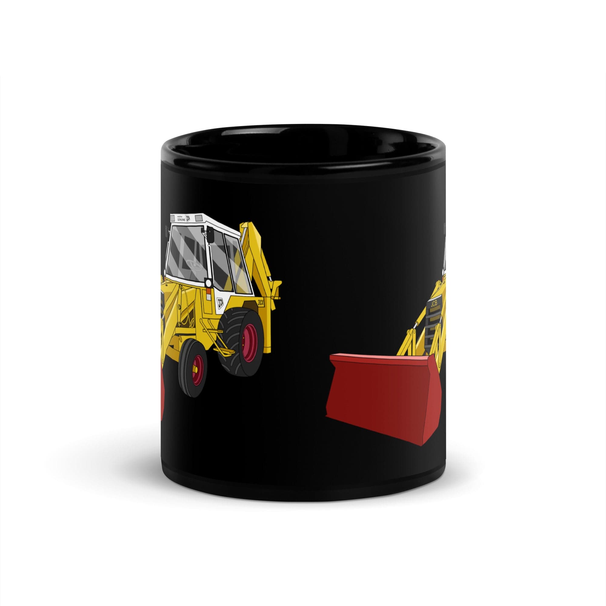 The Tractors Mugs Store JCB 3CX White Cabin 2WD Black Glossy Mug 11 oz Quality Farmers Merch