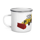 The Tractors Mugs Store JCB 3CX White Cabin 2WD Enamel Mug Quality Farmers Merch