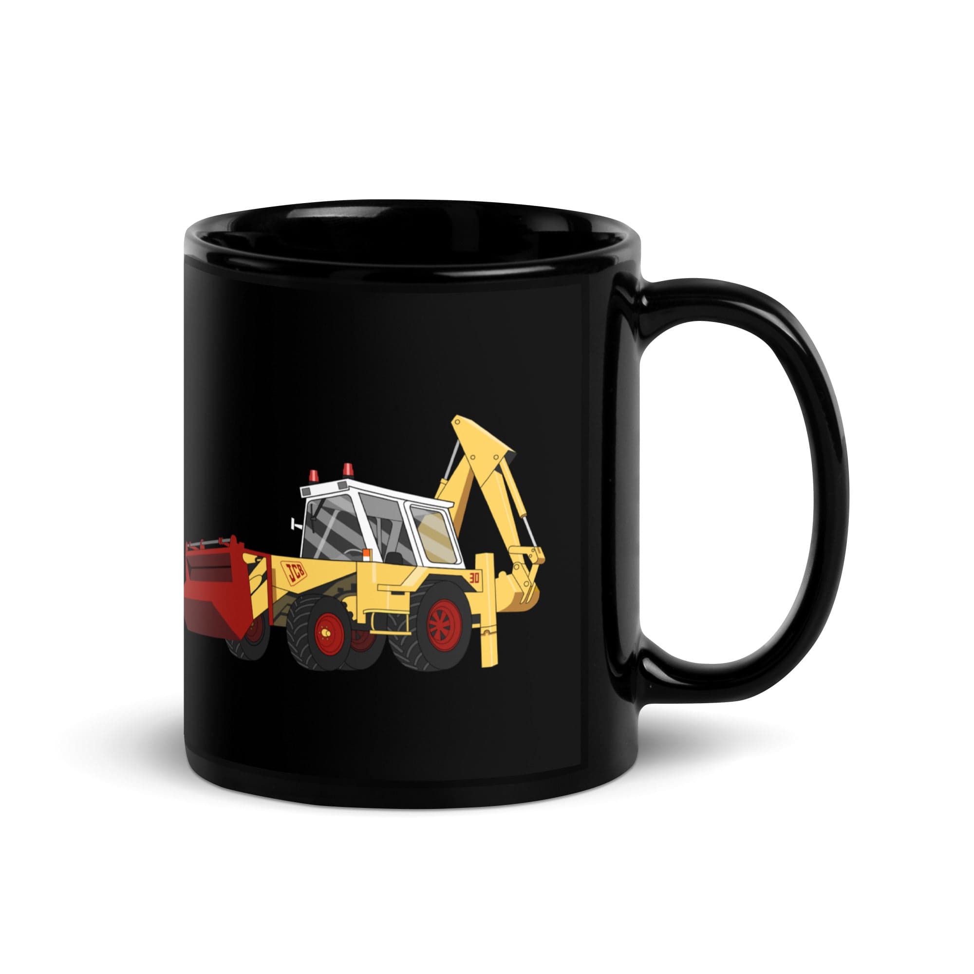 The Tractors Mugs Store JCB 3D  Black Glossy Mug Quality Farmers Merch