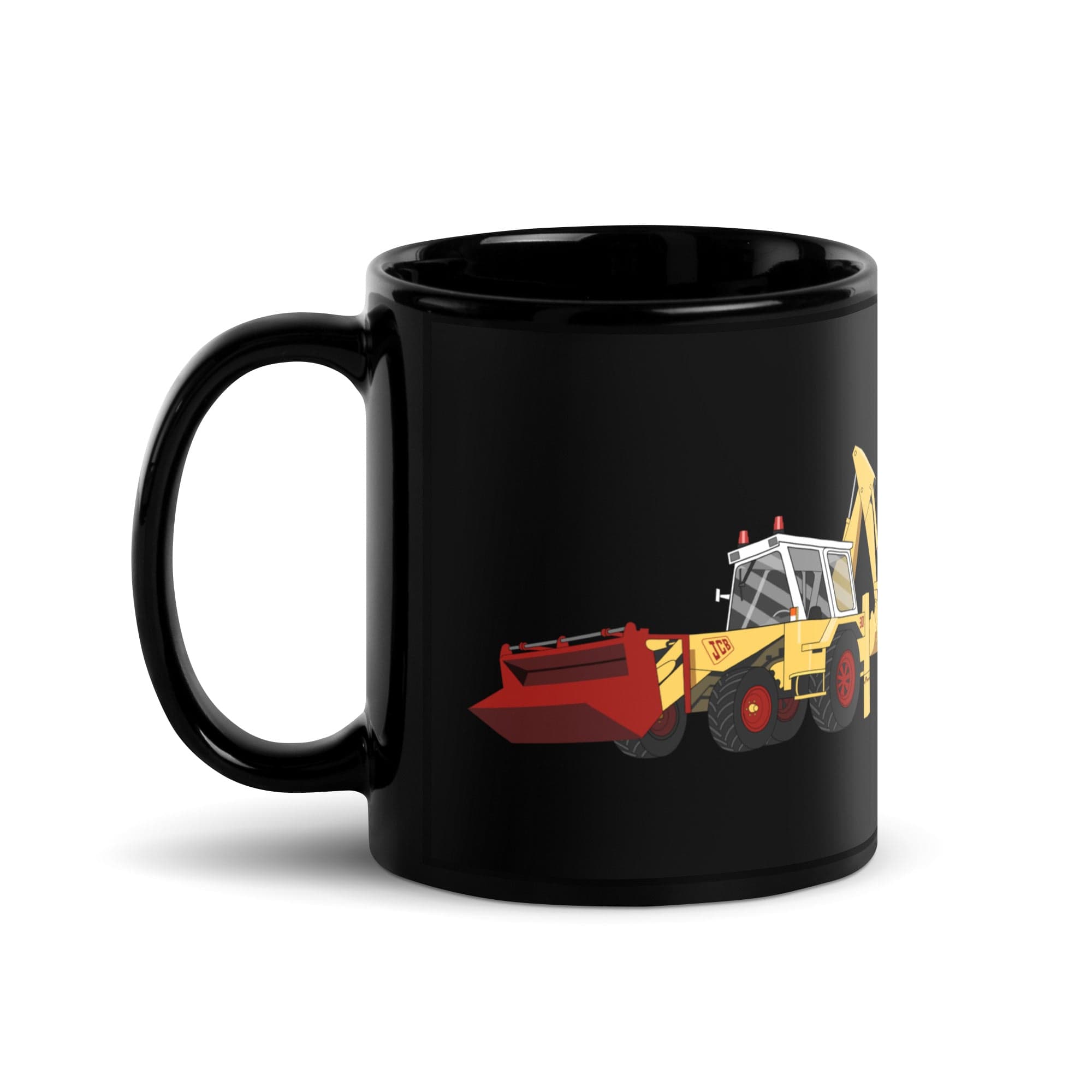 The Tractors Mugs Store JCB 3D  Black Glossy Mug Quality Farmers Merch