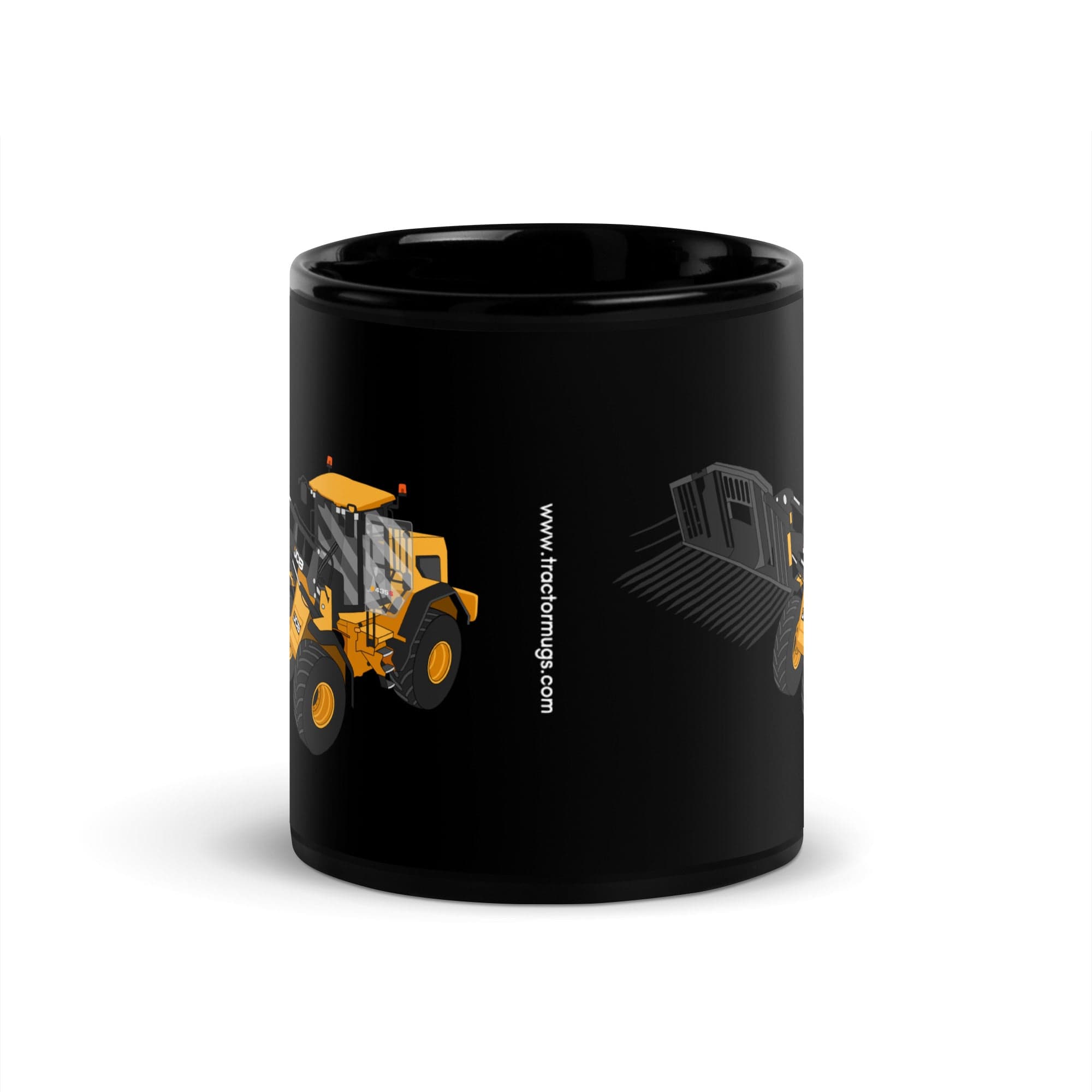 The Tractors Mugs Store JCB 435 S Farm Master Black Glossy Mug Quality Farmers Merch