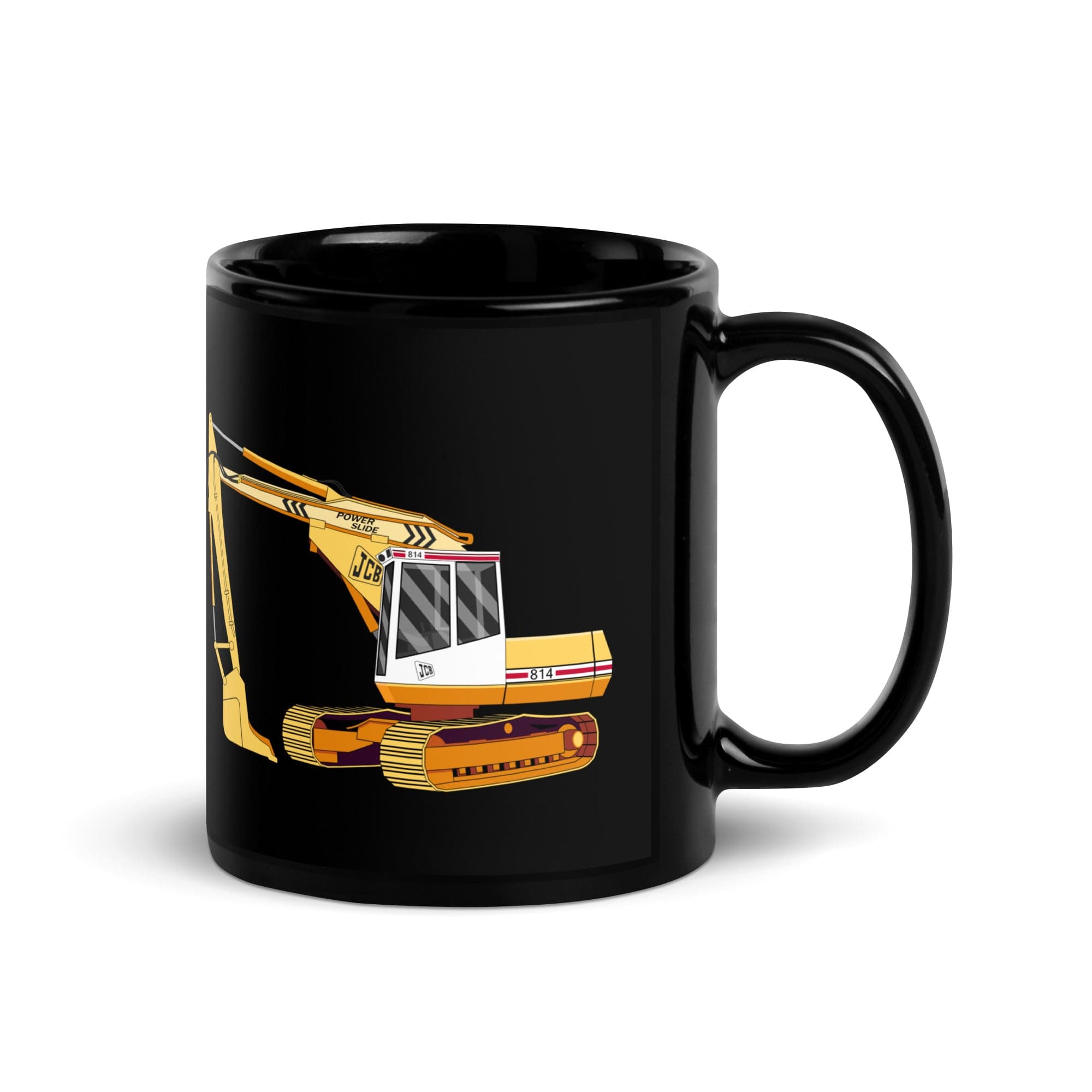 The Tractors Mugs Store JCB 814 Super Black Glossy Mug Quality Farmers Merch