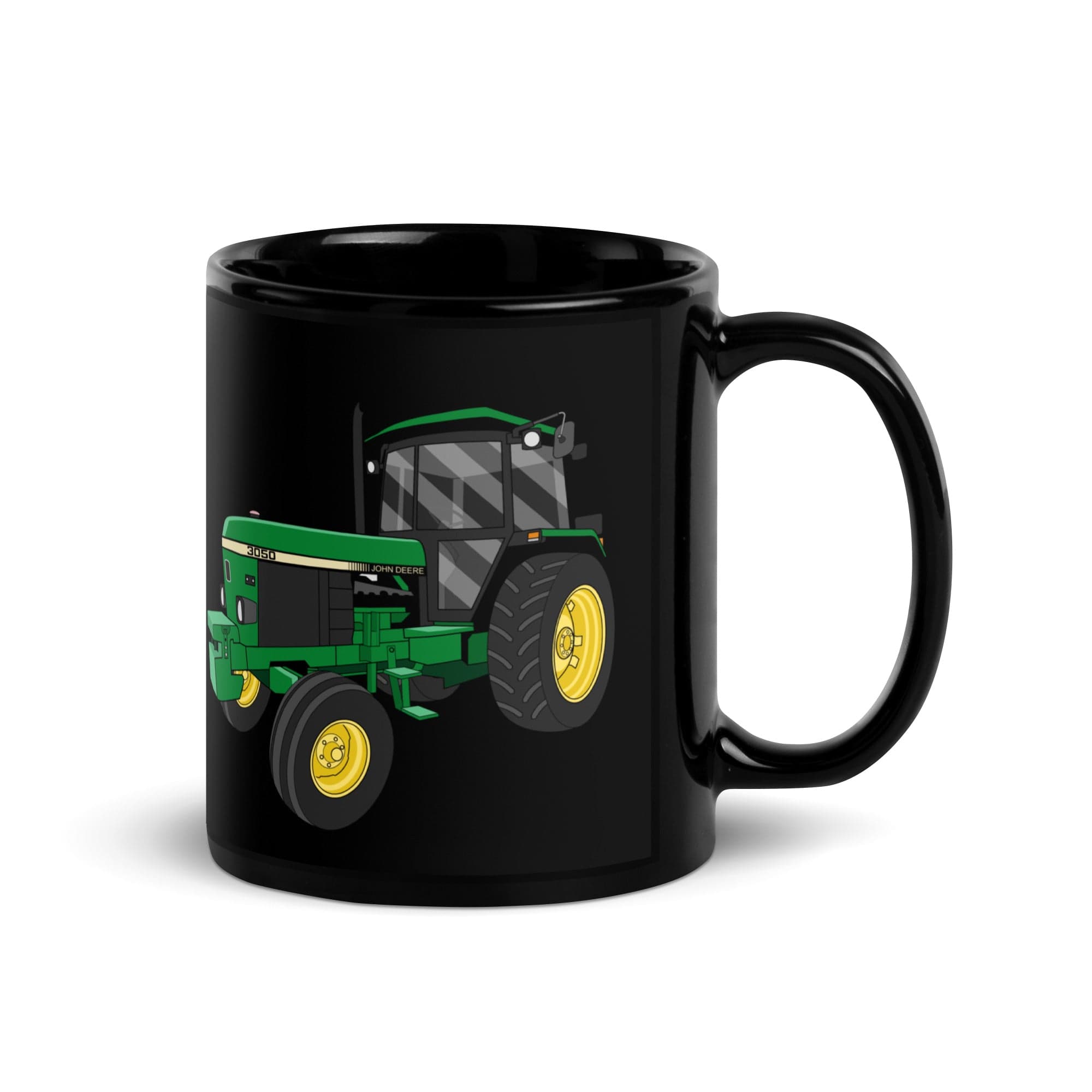 The Tractors Mugs Store John Deere 3050 2WD  Black Glossy Mug Quality Farmers Merch