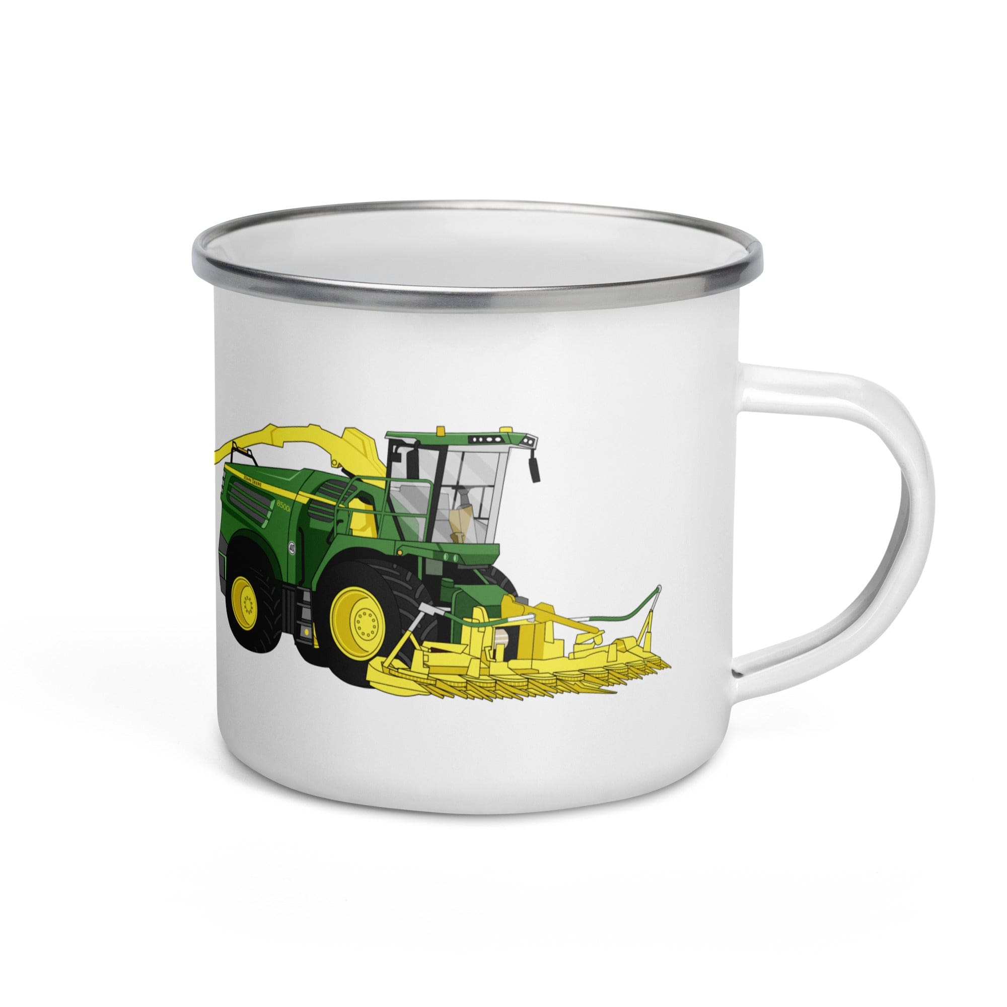 The Tractors Mugs Store John Deere 8500i Forage Harvester Enamel Mug Quality Farmers Merch