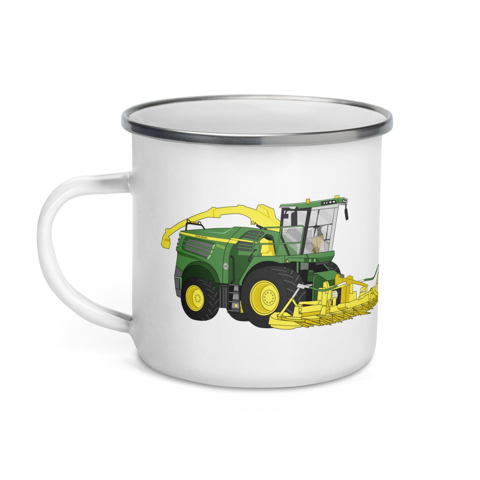 The Tractors Mugs Store John Deere 8500i Forage Harvester Enamel Mug Quality Farmers Merch