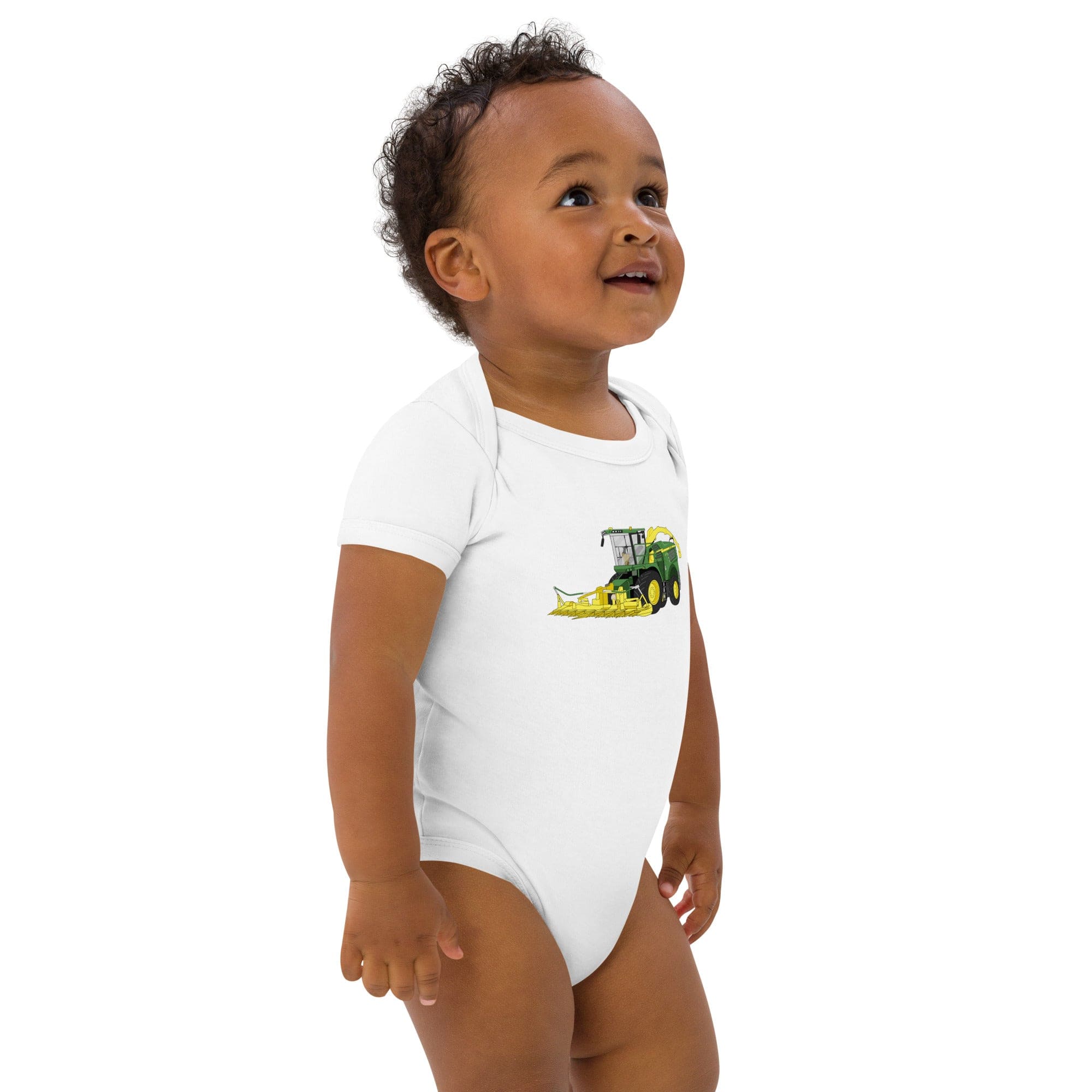 The Tractors Mugs Store John Deere 8500i Forage Harvester Organic cotton baby bodysuit Quality Farmers Merch