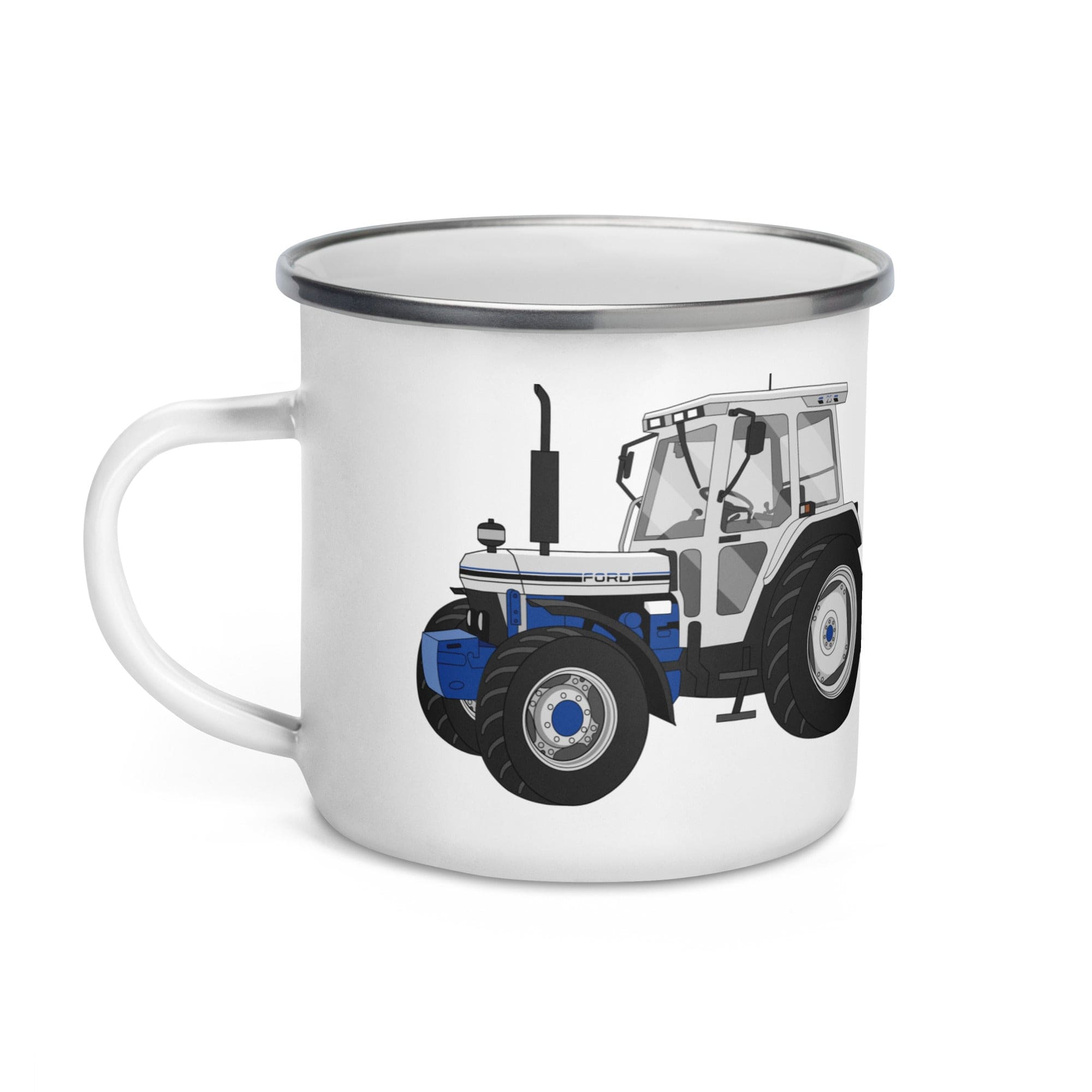 The Tractors Mugs Store Ford 7810 Jubilee Edition SilverTractor Enamel Mug Quality Farmers Merch