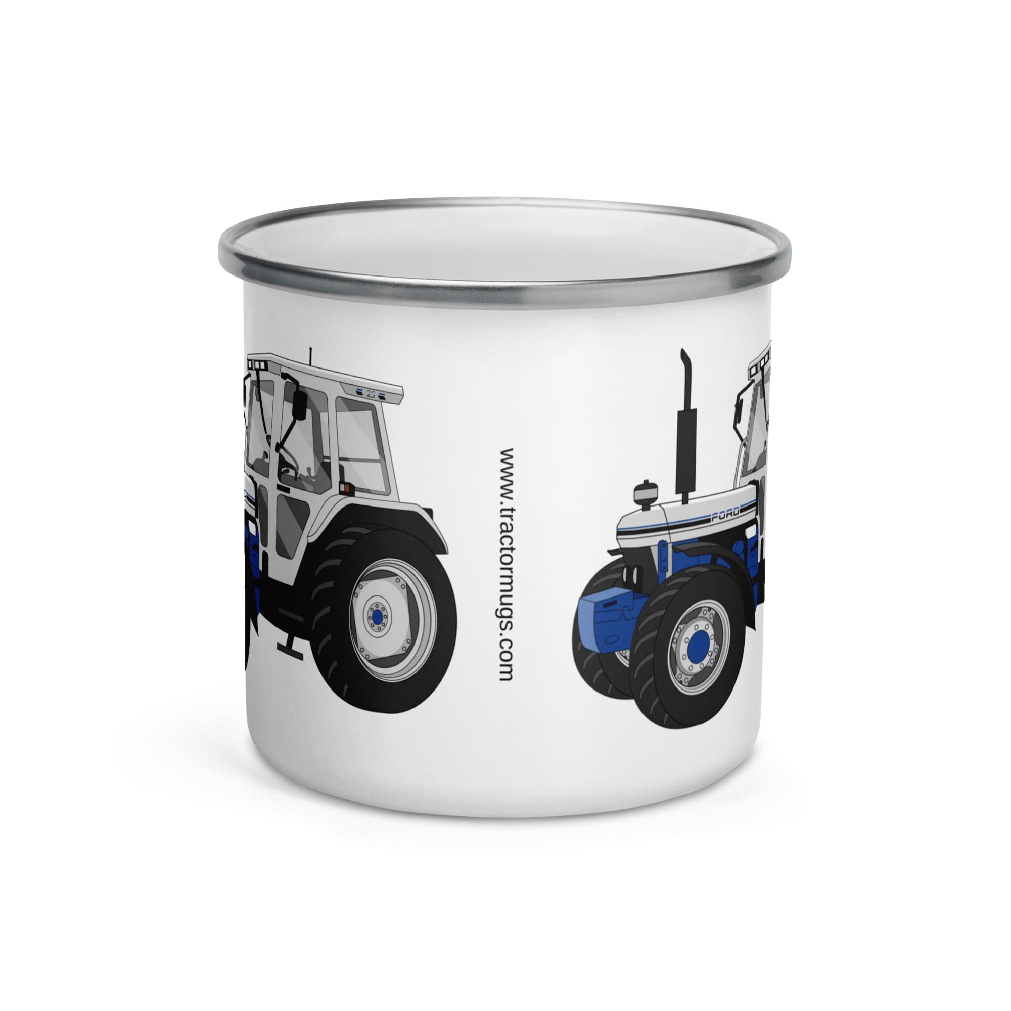 The Tractors Mugs Store Ford 7810 Jubilee Edition SilverTractor Enamel Mug Quality Farmers Merch