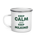 The Tractors Mugs Store KEEP CALM and KEEP MILKING Enamel Mug Quality Farmers Merch