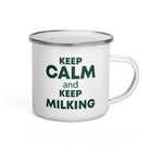 The Tractors Mugs Store KEEP CALM and KEEP MILKING Enamel Mug Quality Farmers Merch