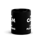 The Tractors Mugs Store KEEP CALM and STAY PLOUGHING Black Glossy Mug Quality Farmers Merch