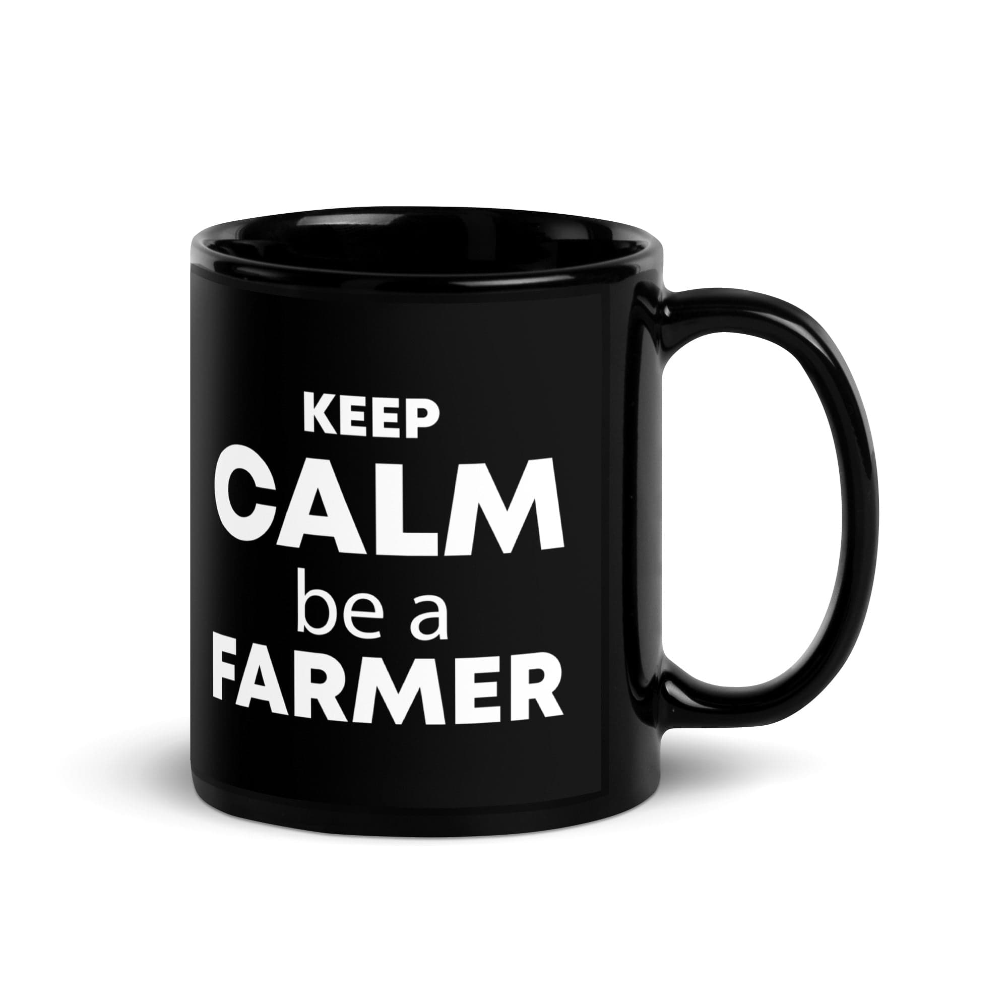 The Tractors Mugs Store KEEP CALM be a FARMER Black Glossy Mug Quality Farmers Merch