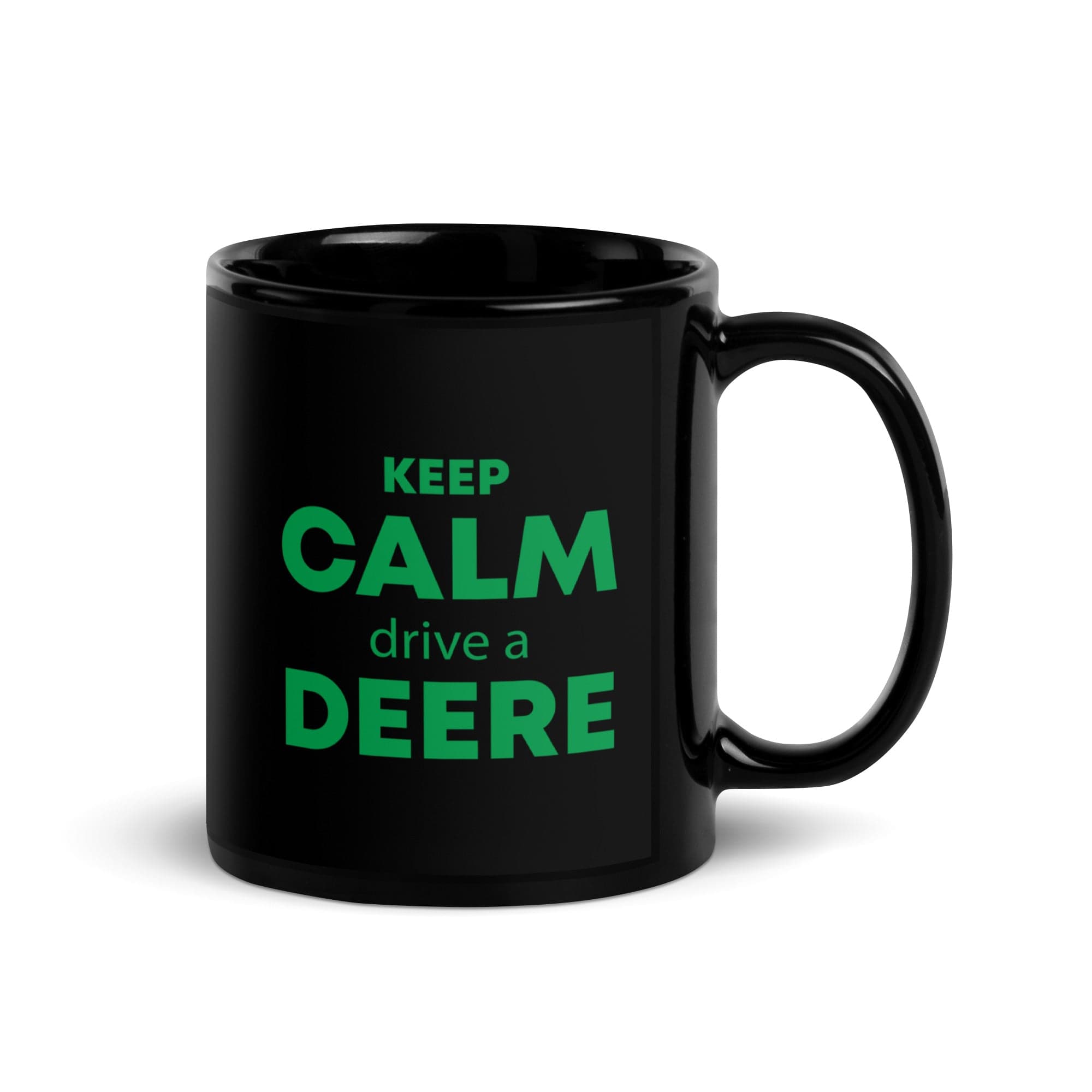 The Tractors Mugs Store KEEP CALM drive a DEERE  | Black Glossy Mug Quality Farmers Merch