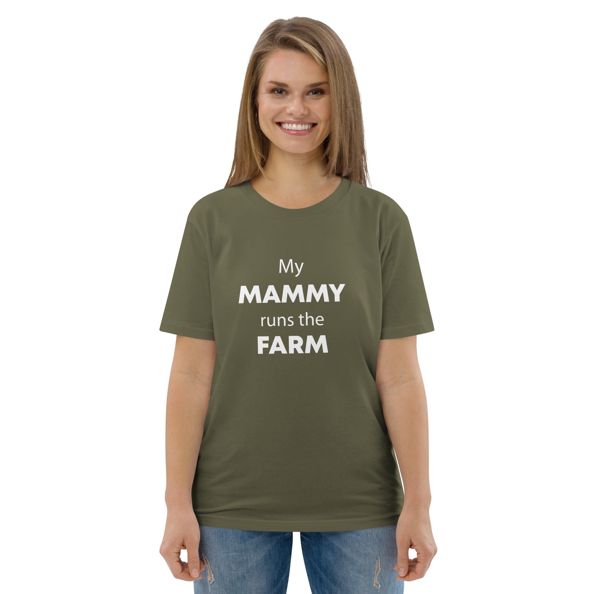 The Tractors Mugs Store Khaki / S My Mammy Runs the Farm Unisex organic cotton t-shirt Quality Farmers Merch