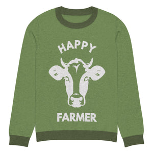 The Tractors Mugs Store L Happy Cattle Farmer Knitted crew neck sweater Quality Farmers Merch
