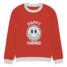 The Tractors Mugs Store L Happy Farmer (Red)  Knitted crew neck sweater Quality Farmers Merch