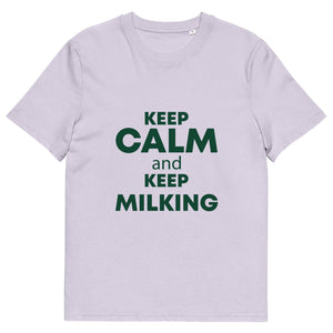 The Tractors Mugs Store Lavender / S KEEP CALM and KEEP MILKING Unisex organic cotton t-shirt Quality Farmers Merch