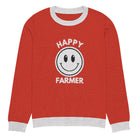 The Tractors Mugs Store M Happy Farmer (Red)  Knitted crew neck sweater Quality Farmers Merch