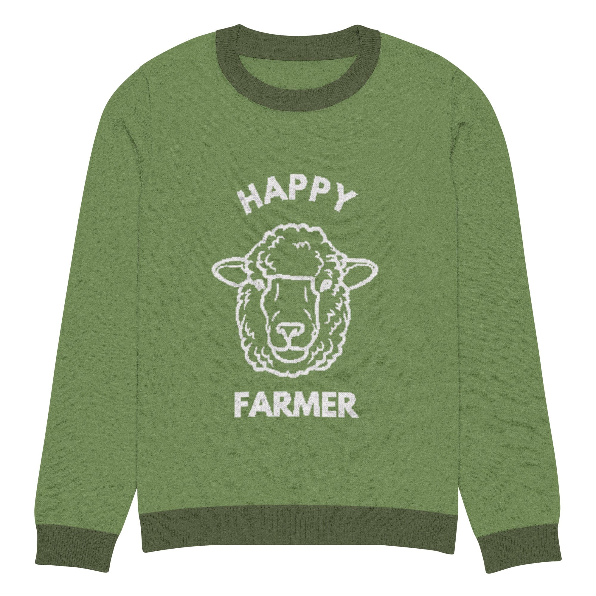 The Tractors Mugs Store M Happy Sheep Farmer Knitted Crew neck sweater Quality Farmers Merch