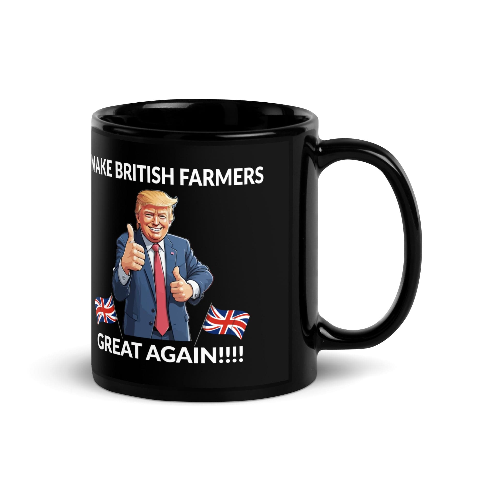 The Tractors Mugs Store Make British Farmers Great Again Black Glossy Mug Quality Farmers Merch