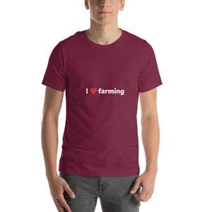 The Tractors Mugs Store Maroon / XS I Love Farming Unisex t-shirt Quality Farmers Merch