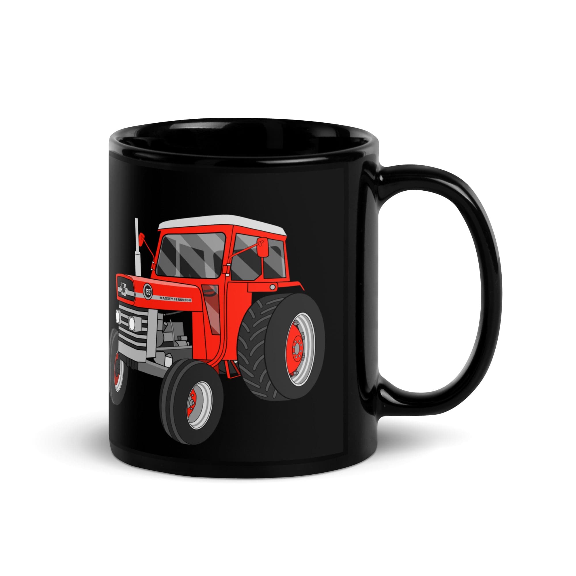 The Tractors Mugs Store Massey Ferguson 165  Black Glossy Mug Quality Farmers Merch