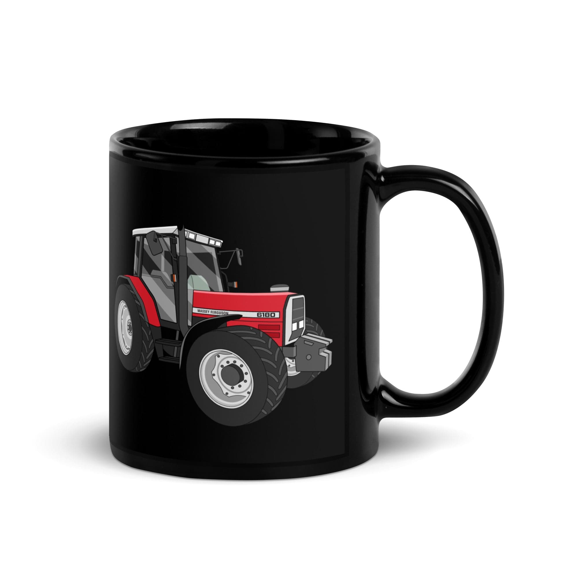 The Tractors Mugs Store Massey Ferguson 6180 Black Glossy Mug Quality Farmers Merch