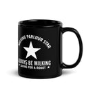 The Tractors Mugs Store Milking Parlour Star Black Glossy Mug Quality Farmers Merch