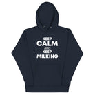 The Tractors Mugs Store Navy Blazer / S KEEP CALM and KEEP MILKING Unisex Hoodie Quality Farmers Merch