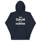 The Tractors Mugs Store Navy Blazer / S KEEP CALM be a FARMER Unisex Hoodie Quality Farmers Merch