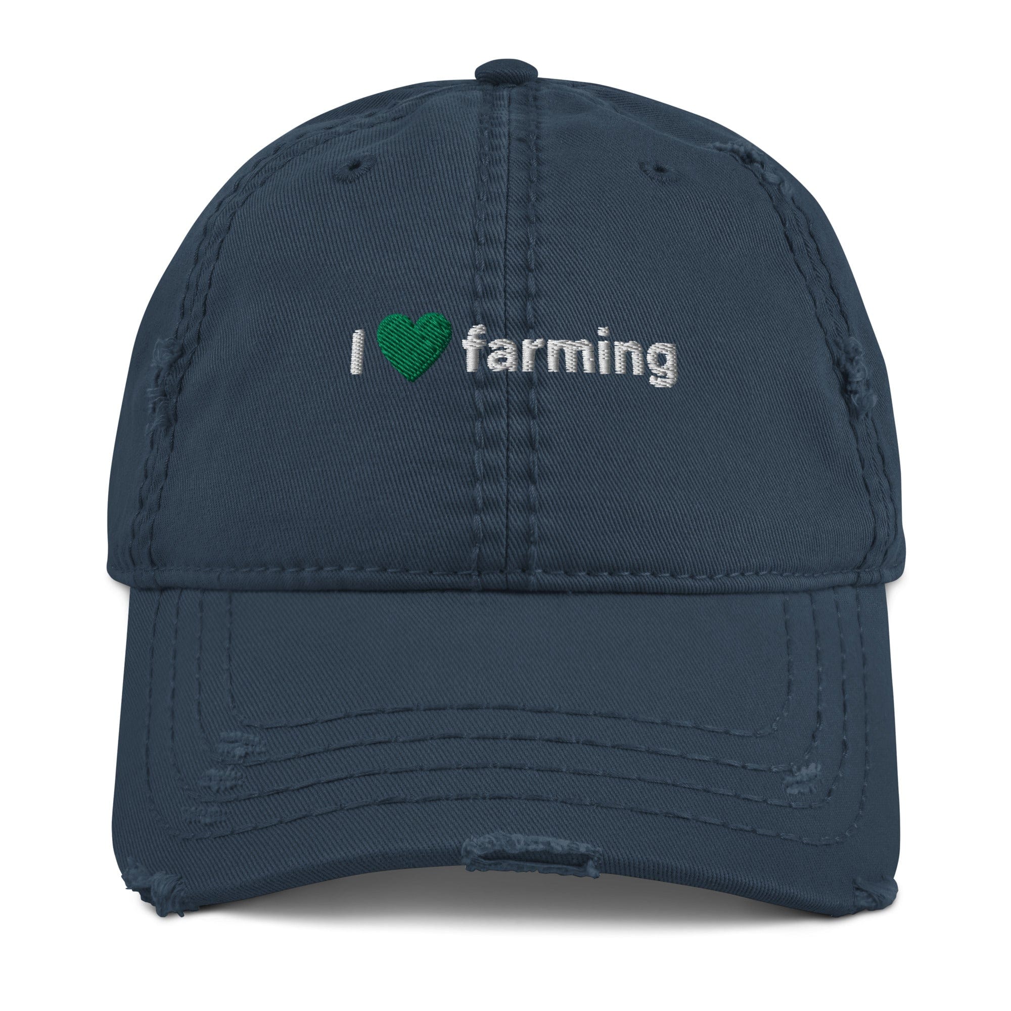 The Tractors Mugs Store Navy I Love Farming Distressed Dad Hat Quality Farmers Merch