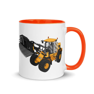The Tractors Mugs Store Orange JCB 435 S Farm Master Mug with Color Inside Quality Farmers Merch