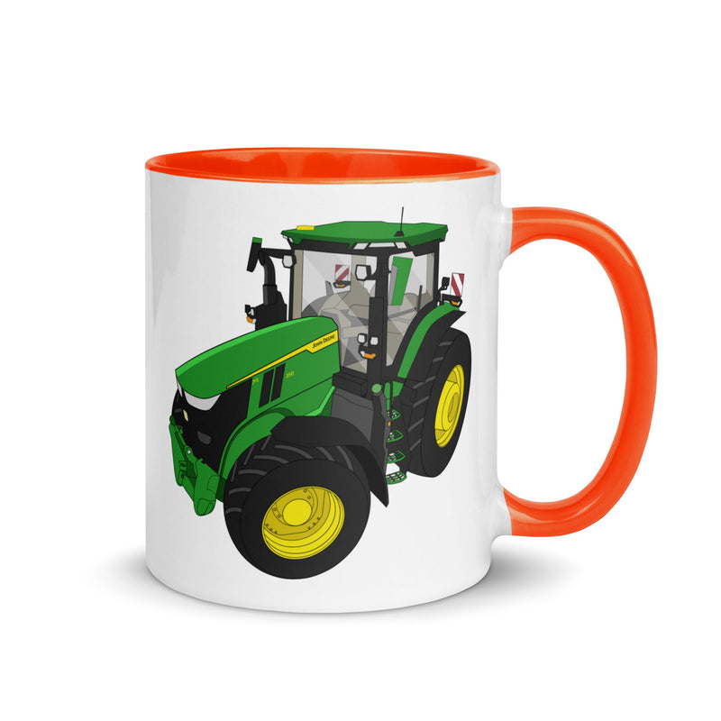 The Tractors Mugs Store Orange John Deere 7R 350 auto powr Mug with Color Inside Quality Farmers Merch