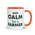 The Tractors Mugs Store Orange KEEP CALM be a FARMER Mug with Color Inside Quality Farmers Merch