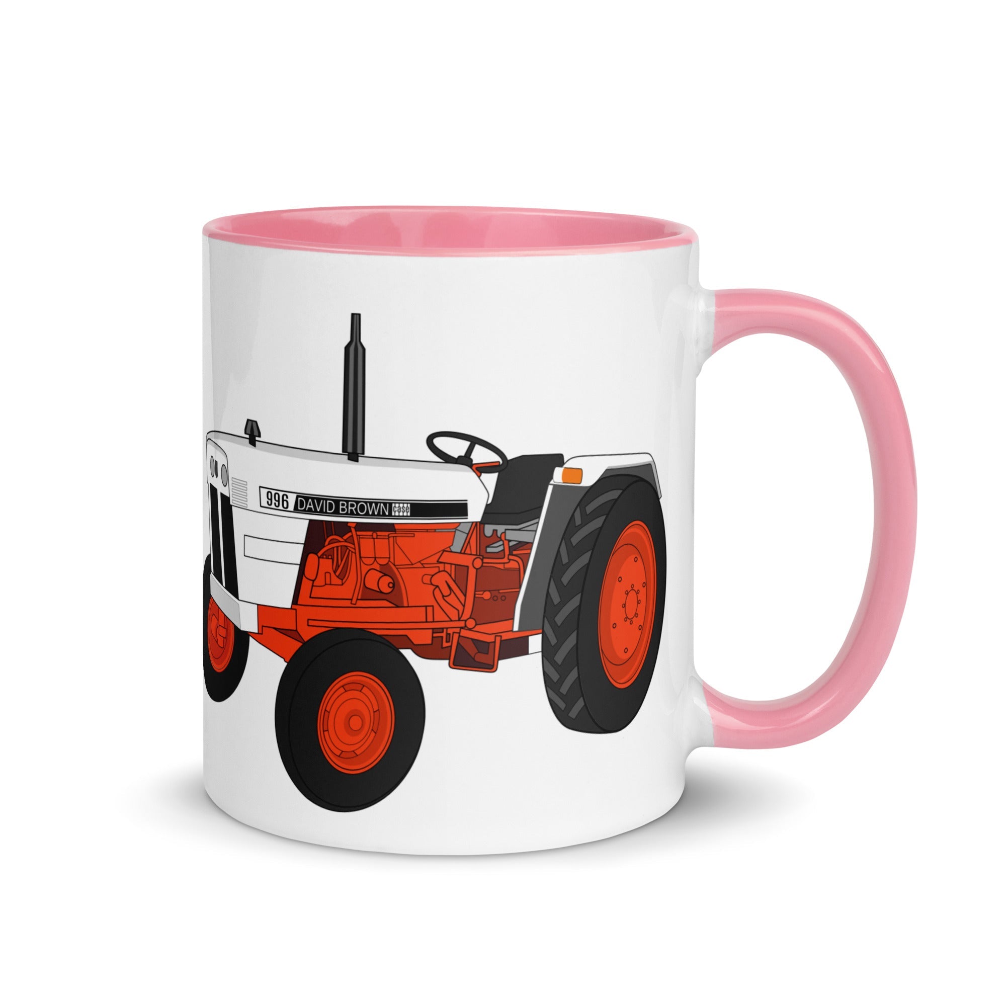 The Tractors Mugs Store Pink Case David Brown 996 (1974) Mug with Color Inside Quality Farmers Merch