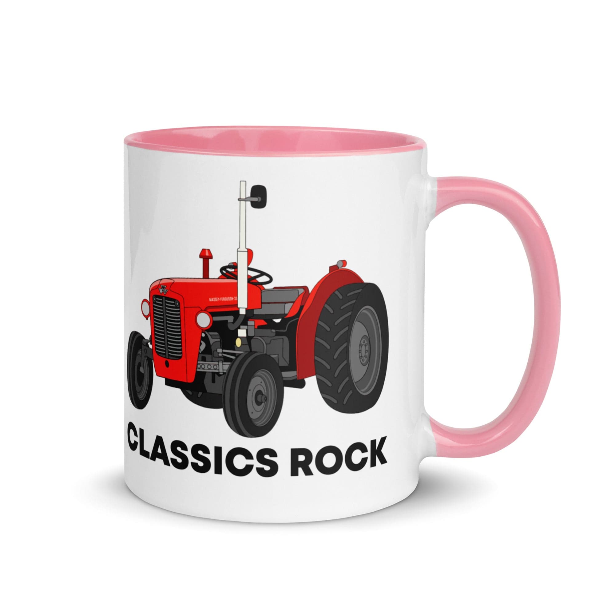 The Tractors Mugs Store Pink Classic Rock Massey Ferguson 35X Mug with Color Inside Quality Farmers Merch