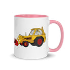 The Tractors Mugs Store Pink JCB 3 Backhoe Mug with Color Inside Quality Farmers Merch