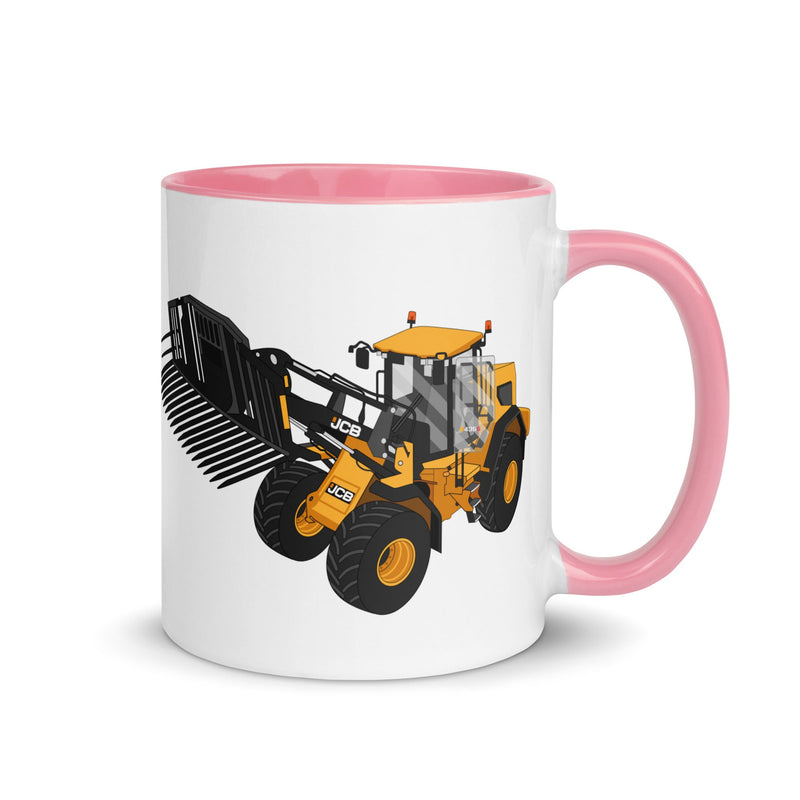 The Tractors Mugs Store Pink JCB 435 S Farm Master Mug with Color Inside Quality Farmers Merch