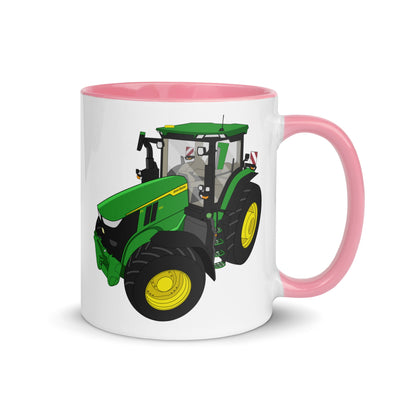 The Tractors Mugs Store Pink John Deere 7R 350 auto powr Mug with Color Inside Quality Farmers Merch