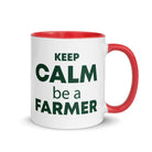 The Tractors Mugs Store Red KEEP CALM be a FARMER Mug with Color Inside Quality Farmers Merch