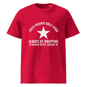 The Tractors Mugs Store Red / S Round Bale Star Unisex organic cotton t-shirt Quality Farmers Merch